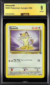 ⚠️ Meowth 56/64 Pokemon Jungle Regular~ MBA GRADE 9~ FAST SHIPPING~SHOOT OFFER💨