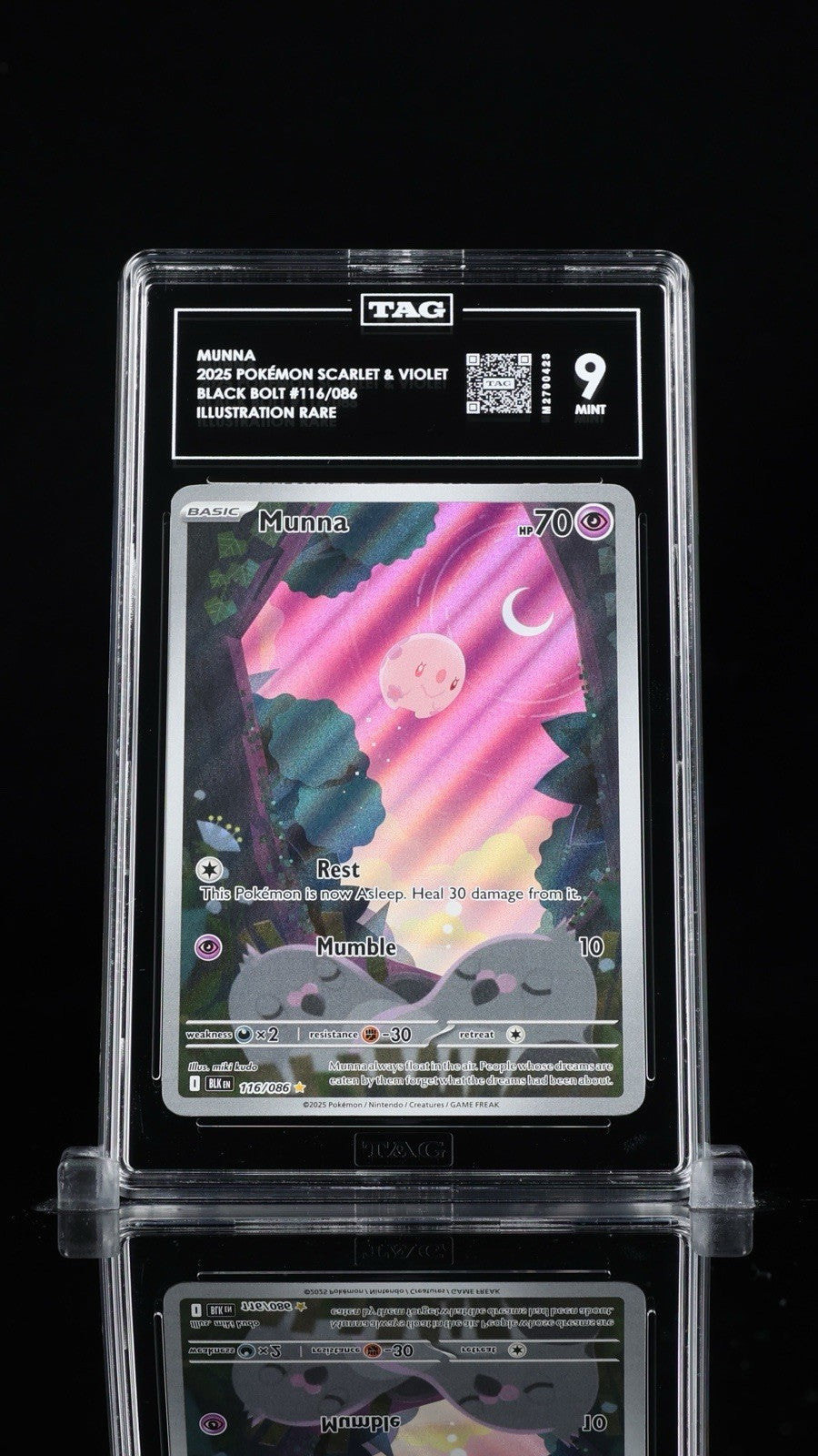 ‼️Munna 116/086: Black Bolt Holo TAG GRADE 9! SAME DAY SHIP~SHOOT OFFER!💨