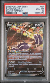 💎Skuntank V (Alternate Full Art) 181/195 Sword & Shield Silver Tempest PSA 10💨