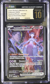 💎 Team Rocket's Mewtwo ex #231 Destined Rivals GRADE 10 PRISTINE GOLD LABEL!💨