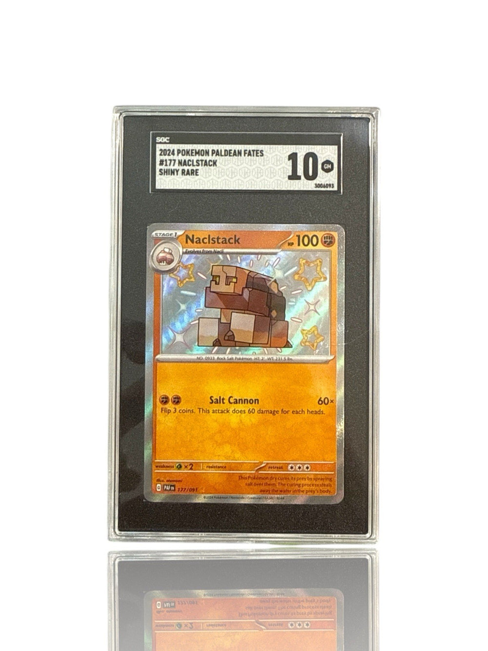 ‼️Pokemon Naclstack 177/091: Paldean Fates Holo GRADE 10! FAST SHIP~SHOOT OFFER!