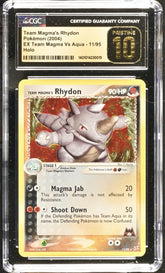 ‼️Team Magma's Rhydon #11 Magma vs Aqua Holo PRISTINE 10 GOLD LABEL TOP POP 6!💨
