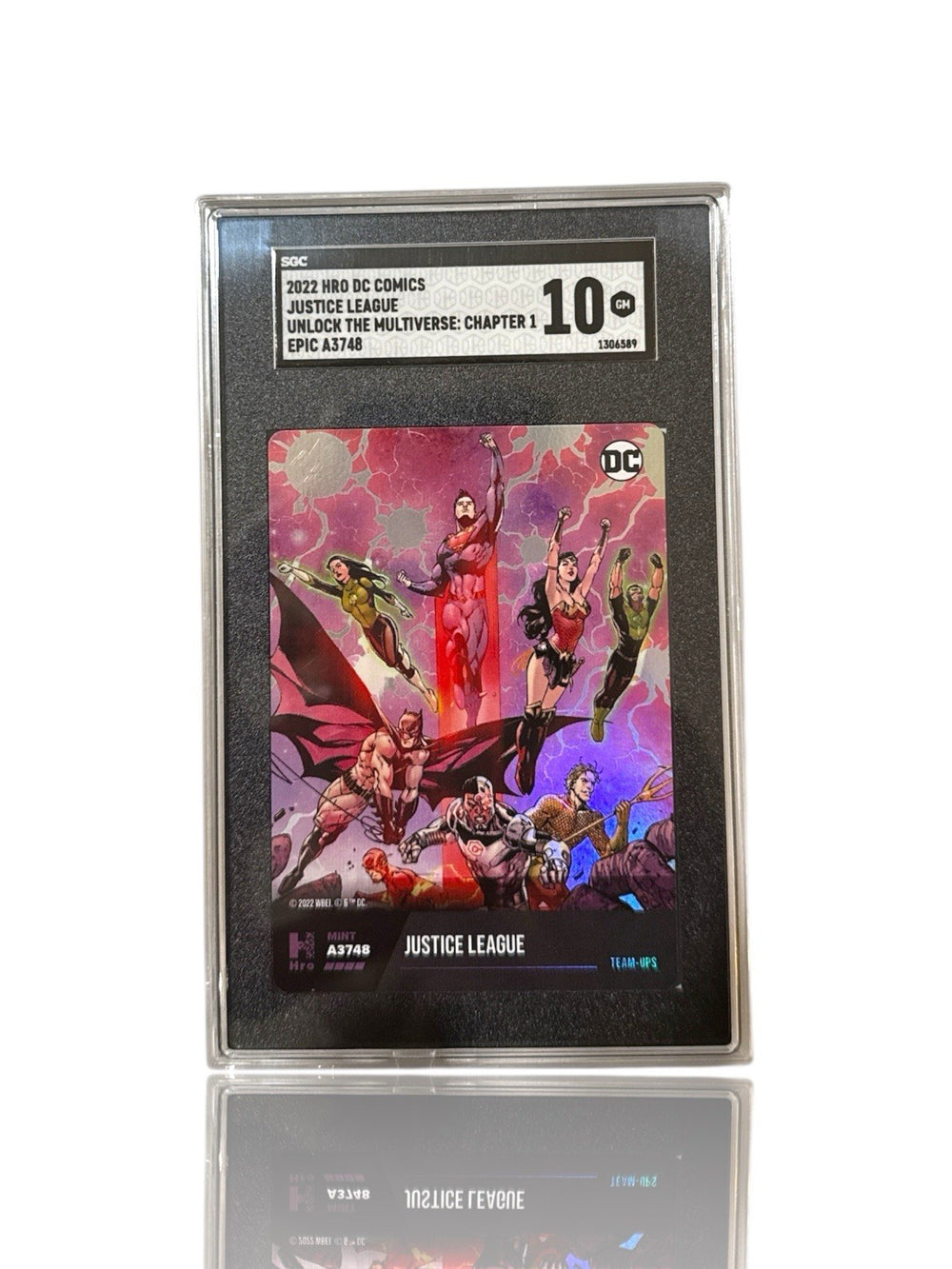 ‼️DC COMICS JUSTICE LEAGUE CARD GRADE 10 HOLO! FAST SHIP~ SHOOT OFFER!💨