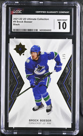 ‼️2021 UD Ultimate Collection #9 Brock Boeser Black~POP 1~GRADE 10~SHOOT OFFER💨