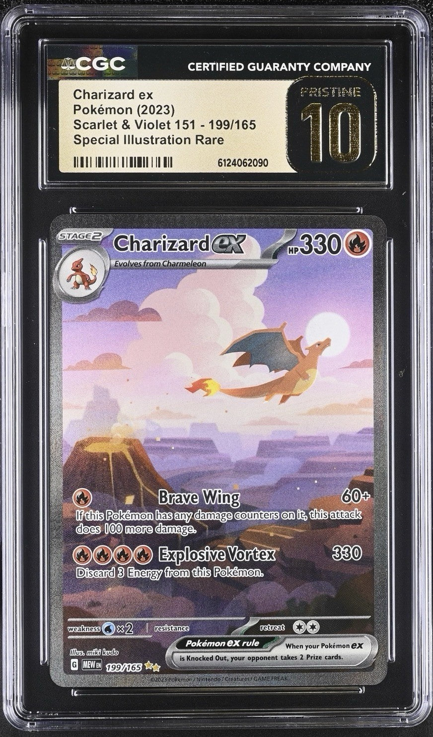 💎 Charizard ex #199 Scarlet & Violet 151 GRADE 10 PRISTINE GOLD LABEL TOP POP💨