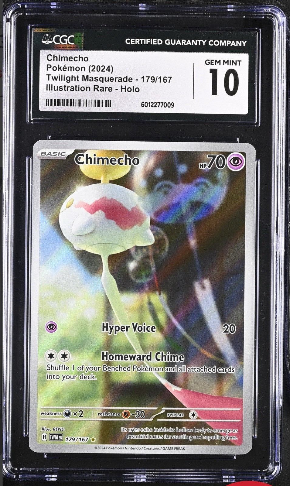 ‼️Pokemon Chimecho 179/167: Twilight Masquerade Holo GRADE 10! FAST SHIPPING💨