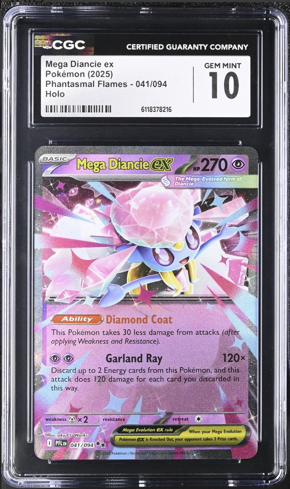 💎Mega Diancie ex 041/094 Phantasmal Flames Holo GRADE 10~FAST SHIP~SHOOT OFFER