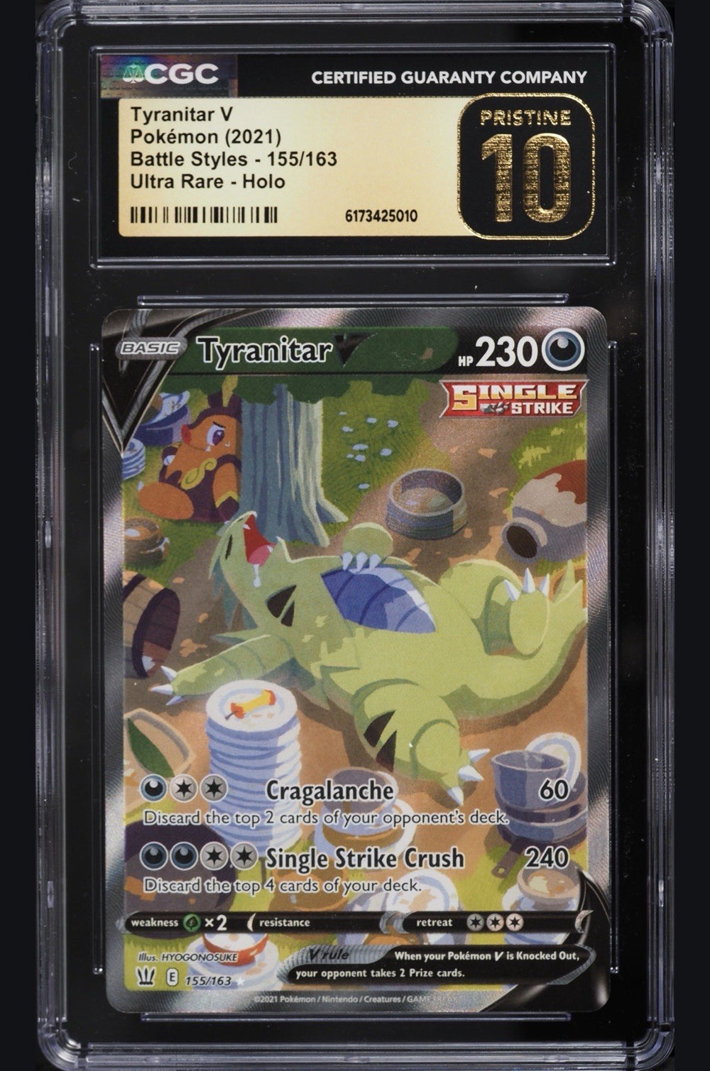 ⚠️ Tyranitar V #155 Pokemon Battle Styles Holo~PRISTINE 10 GOLD LABEL LOW POP💨
