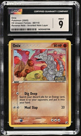 ‼️ Onix #65 Pokemon Unseen Forces Stamped Reverse Holo~ GRADE 9~SHOOT OFFER💨