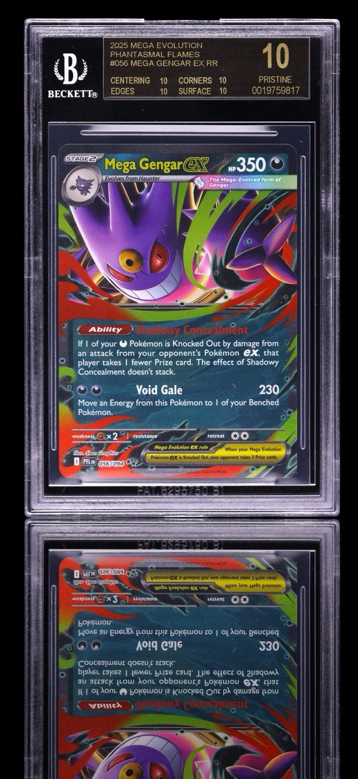 😈 Mega Gengar ex #056 Phantasmal Flames Holo BECKETT 10 BLACK LABEL PRISTINE💨