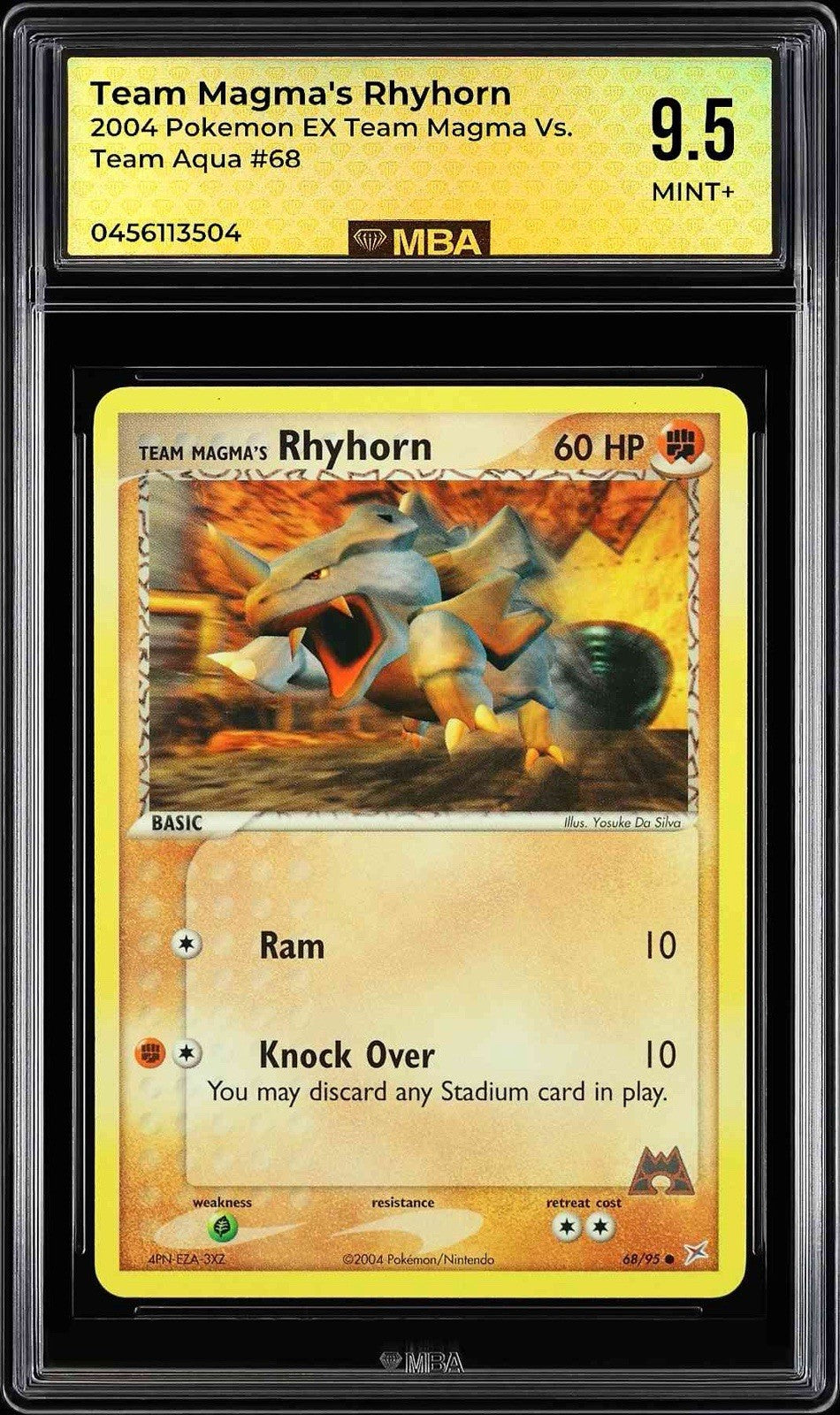 ⚠️ Team Magma's Rhyhorn 68/95 Pokemon Magma Vs Aqua~MBA 9.5~ POP 1~SHOOT OFFER💨