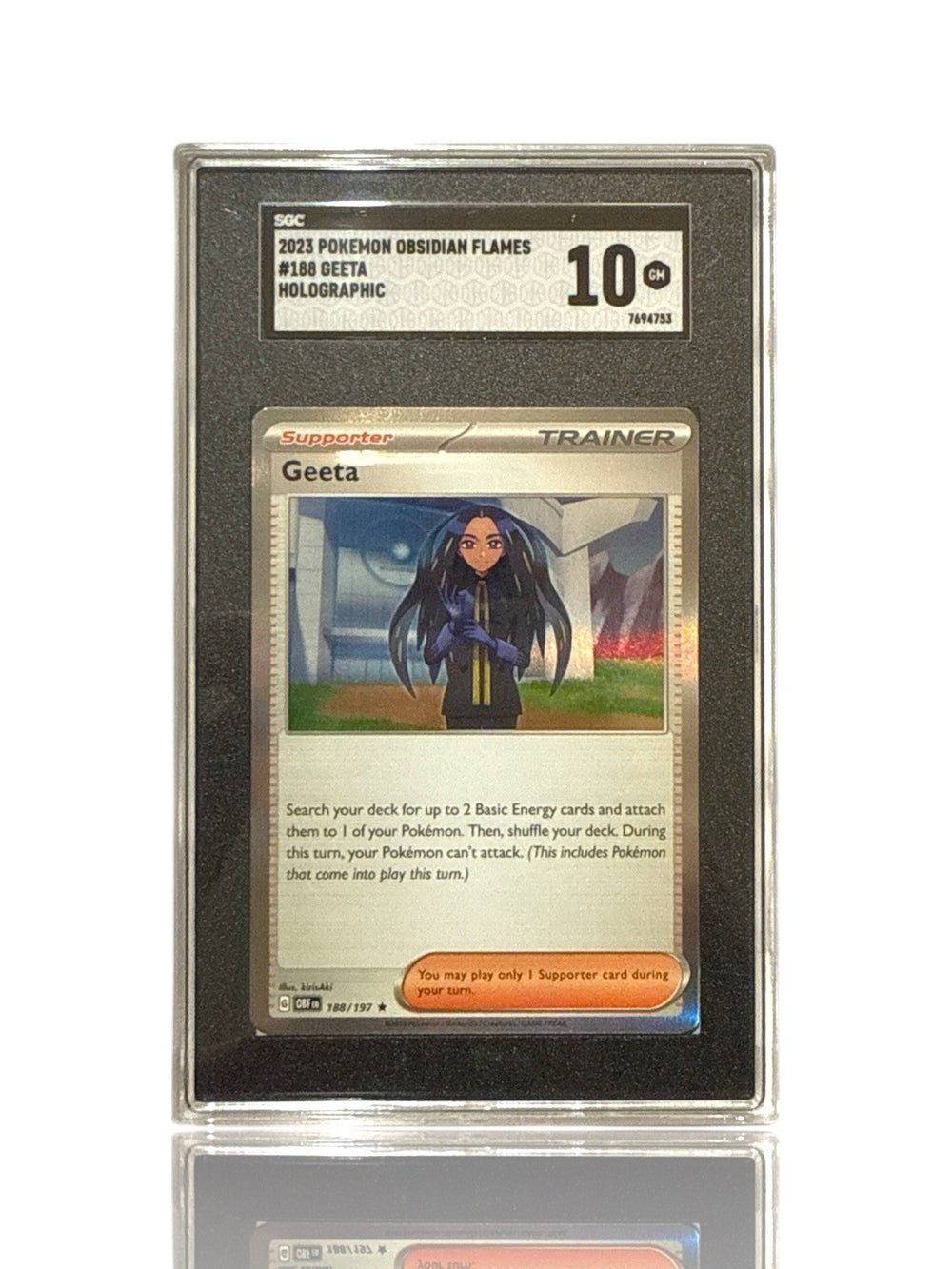 ‼️Pokemon Geeta 188/197: Obsidian Flames Holo GRADE 10! FAST SHIP~SHOOT OFFER💨
