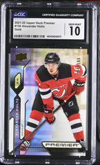 ‼️2021-22 Upper Deck Premier~Rookies Alexander Holtz #150 Gold GRADE 10~POP 1💨