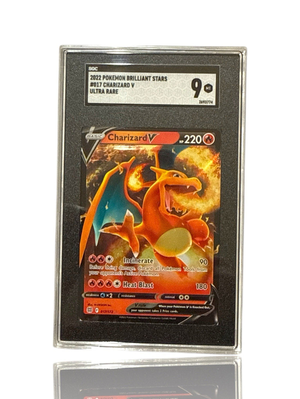 ‼️Pokemon Charizard V 017: Brilliant Stars Holo GRADE 9~FAST SHIP~SHOOT OFFER!💨
