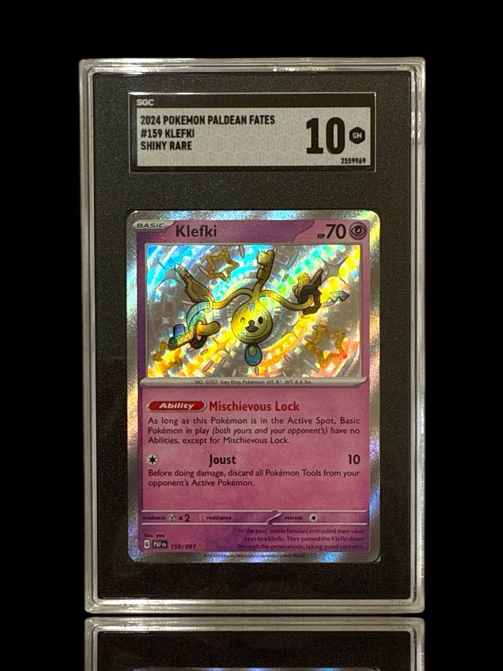 ‼️Klefki 159/091 SV: Paldean Fates Holo GRADE 10! SHIPS FAST! SHOOT AN OFFER💨