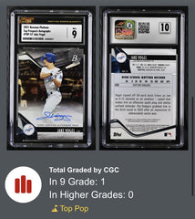 ‼️2021 Bowman Platinum Top Prospects Jake Vogel #TOP-27 AUTO RC POP 1!💨AUTO 10