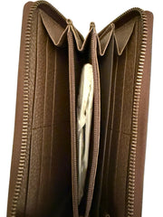 🐝 NEW GUCCI Bee Star Design Brown Leather Long Wallet Zip Around Gold Italy💨