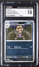 ‼️Krokorok PokeBall 058/086 Black Bolt Holo GRADE 10! SAME DAY SHIP SHOOT OFFER