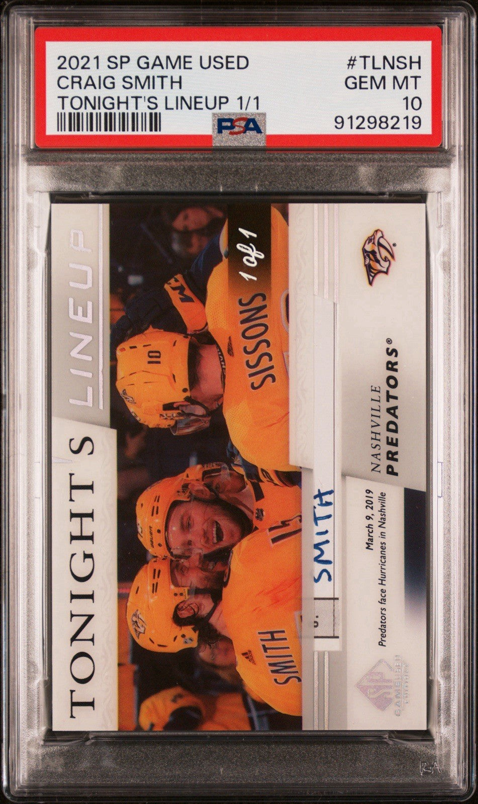 ‼️2021-22 UD SP Game Used - Tonight's Lineup Craig Smith~ 1 OF 1 ~ GRADE 10!💨