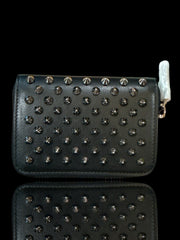💎 NEW CHRISTIAN LOUBOUTIN~PANETTONE COIN PURSE CALF LEATHER SPIKES~FAST SHIP!💨