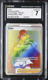 ‼️Leon (Secret) 195/185 Swsh04: Vivid Voltage Holo GRADE 7~BELOW GRADING COST💨