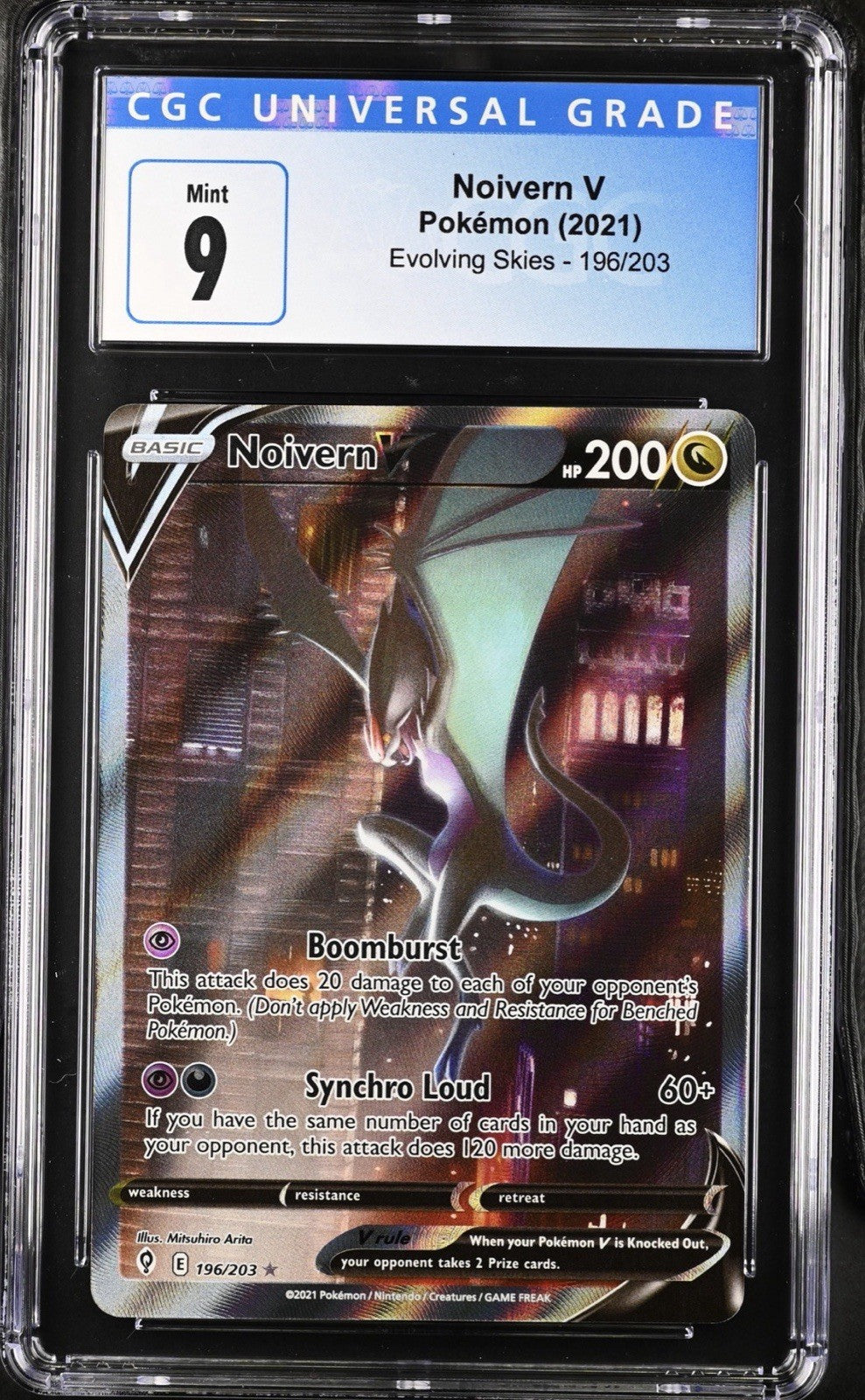 ‼️Pokemon Noivern V (Alternate Full Art) #196 Evolving Skies GRADE 9~FAST SHIP💨
