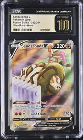 🐍 Sandaconda V #252 Pokemon Fusion Strike~PRISTINE 10 GOLD LABEL LOW TOP POP💨