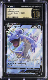 ‼️Pokemon Lapras V 049/202: Sword & Shield Holo CGC 10 PRISTINE GOLD LABEL TOP💨