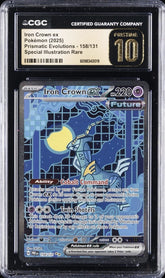 ‼️Iron Crown ex #158~Prismatic Evolutions Holo GRADE 10 PRISTINE GOLD LABEL!💨