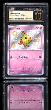 π Natu 151/091 Paldean Fates BABY SHINY PRISTINE 10 GOLD LABEL TOP POP!π¨