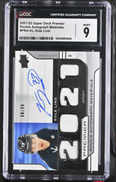 ‼️2021-22 UD Premier Rookie Materials #PRA-KL Kole Lind~CGC 9~AUTO 10~POP 1!💨