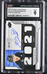‼️2021-22 UD Premier Rookie Materials #PRA-KL Kole Lind~CGC 9~AUTO 10~POP 1!💨