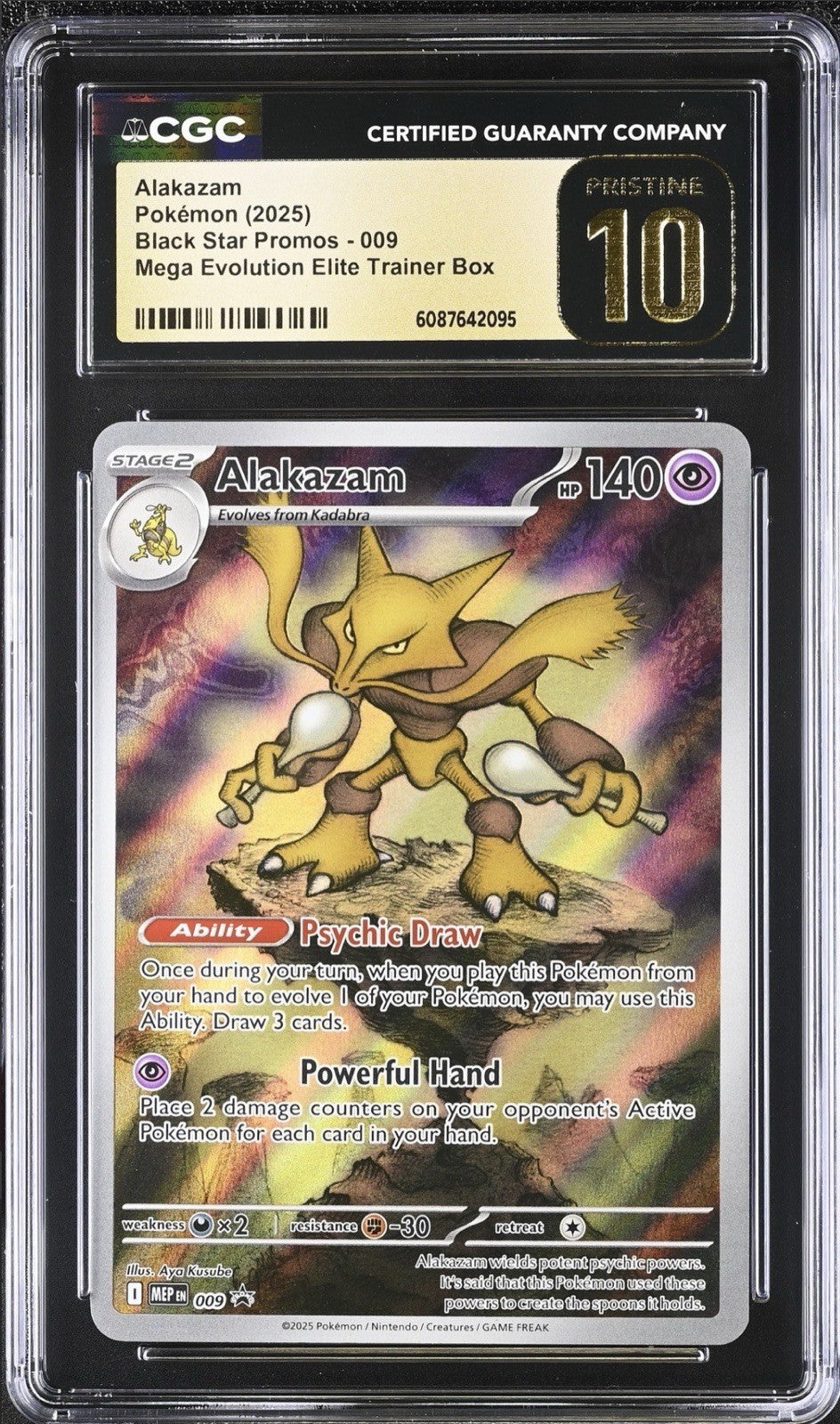 ‼️Alakazam #009 Mega Evolution Promo Holo GRADE 10 PRISTINE GOLD LABEL TOP POP💨