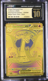 🔥Pokemon Mega Charizard X ex #130 Phantasmal Flames CGC 10 PRISTINE GOLD LABEL!