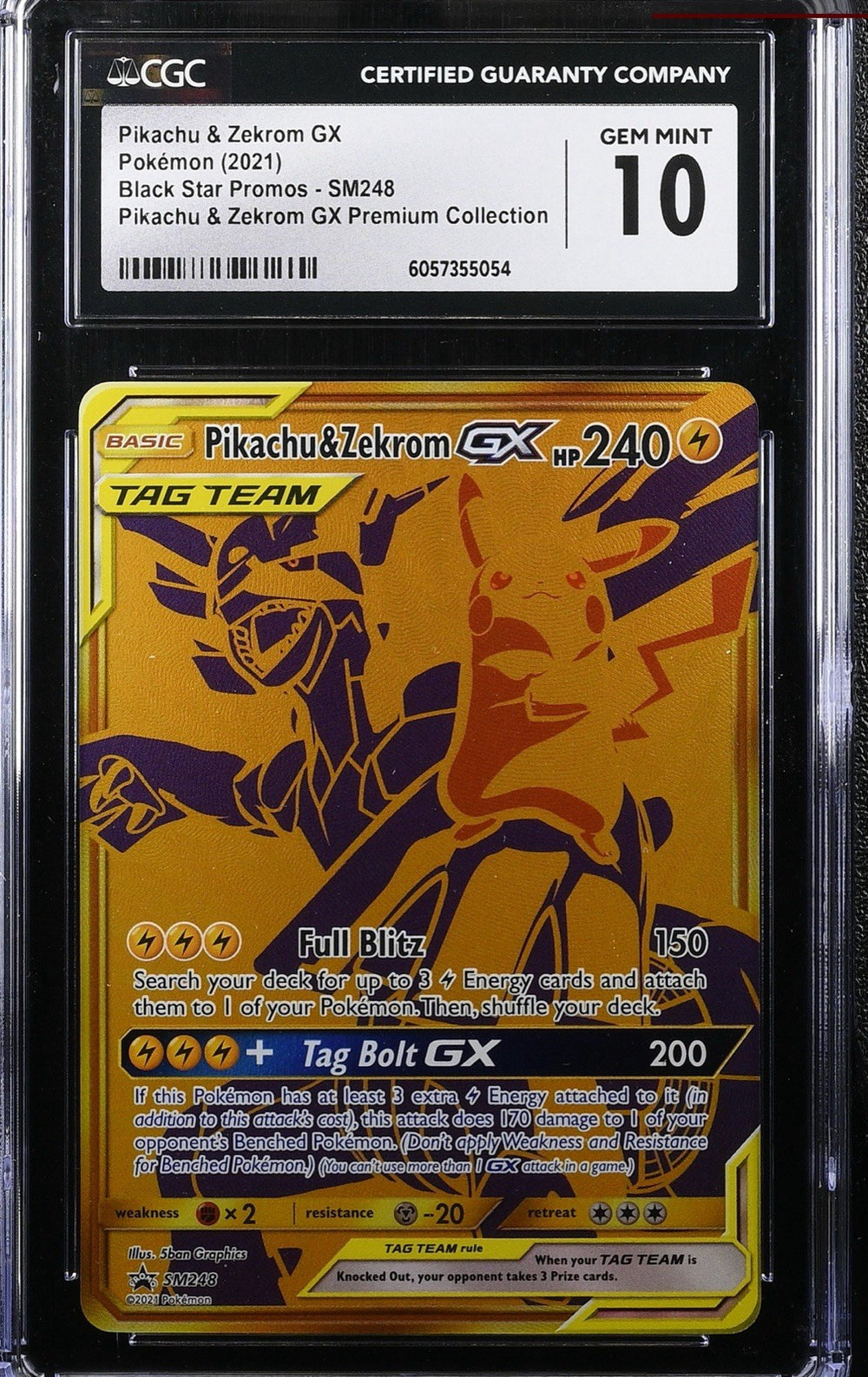 ‼️Pokemon Pikachu & Zekrom GX SM248~ GRADE 10! SHIPS FAST SAME DAY!💨