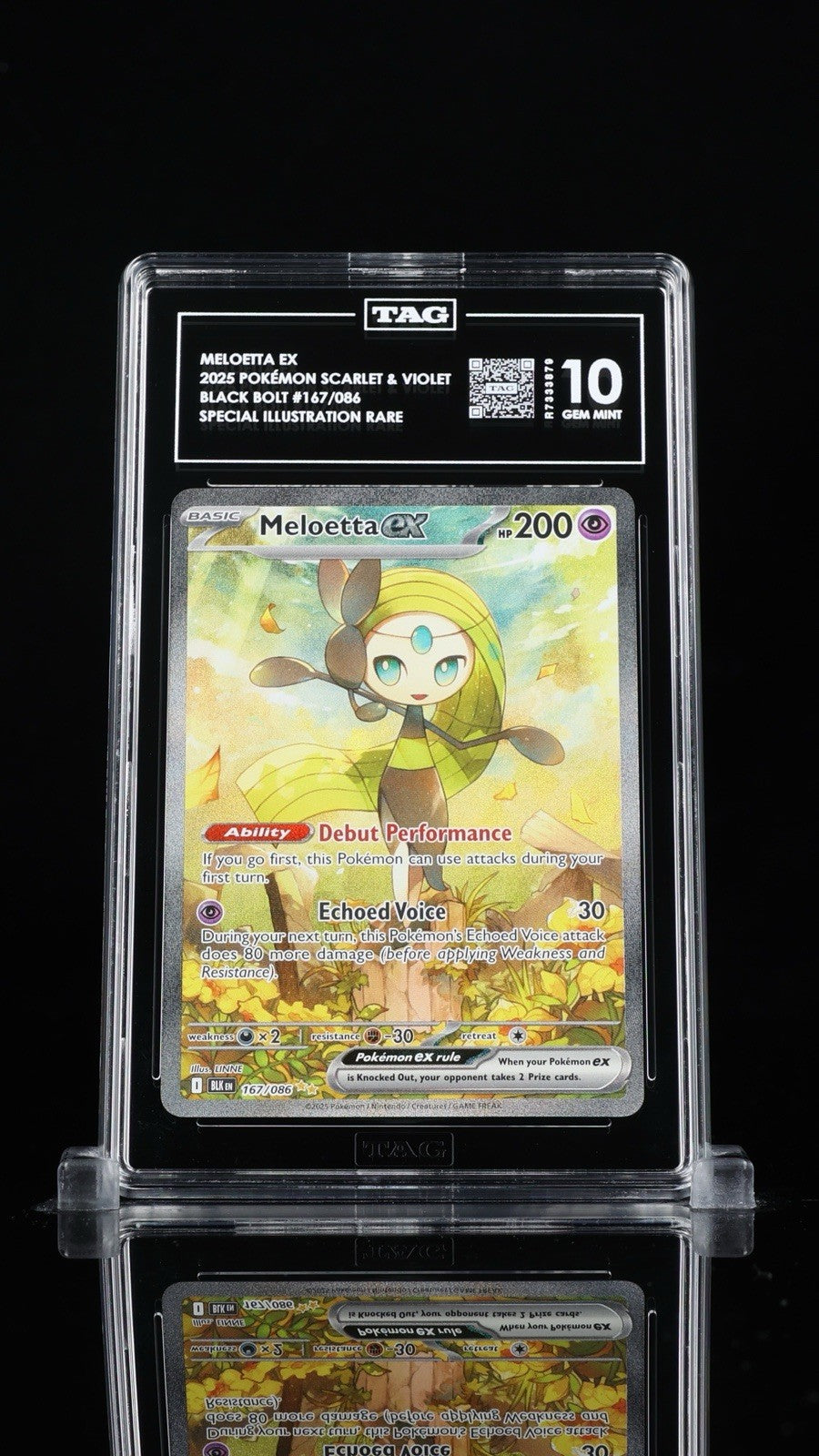 ‼️Meloetta ex 167/086: Black Bolt TAG GRADE 10! SHIPS SAME DAY! SHOOT OFFER!💨