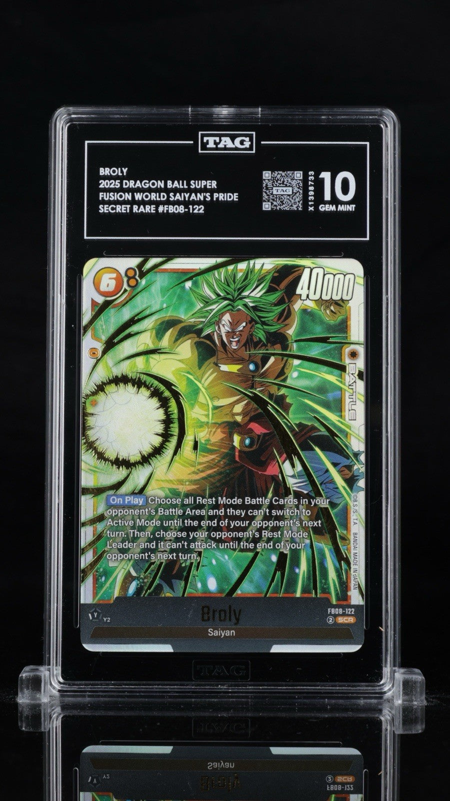 💎Broly Secret Rare DBS Fusion World Saiyan's Pride FB08-122~TAG 10! FAST SHIP💨