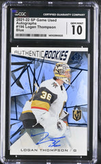2021-22 Upper Deck SP Game Used - Authentic Rookies Logan Thompson #196 Blue...