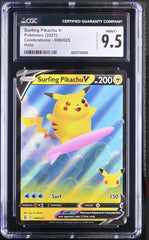 ‼️Pokemon Surfing Pikachu V 008/025 Celebrations Holo GRADE 9.5~FAST SHIPPING💨