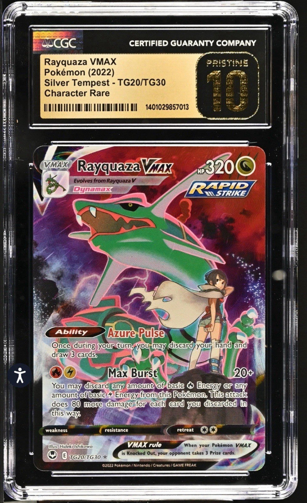 ‼️Rayquaza VMAX Pokémon (2022) Silver Tempest - TG20/TG30~ GRADE 10 PRISTINE!💨