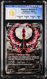 ‼️Pokemon Galarian Moltres V Alt Full Art #177 Sword & Shield GRADE 10 PRISTINE