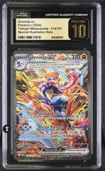 ‼️Greninja ex Pokémon (2024)Twilight Masquerade -214/167~GRADE 10 PRISTINE💨
