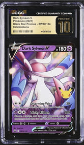 ‼️Dark Sylveon V~Sword & Shield BLACK STAR Promo GRADE 10 PRISTINE GOLD LABEL💨