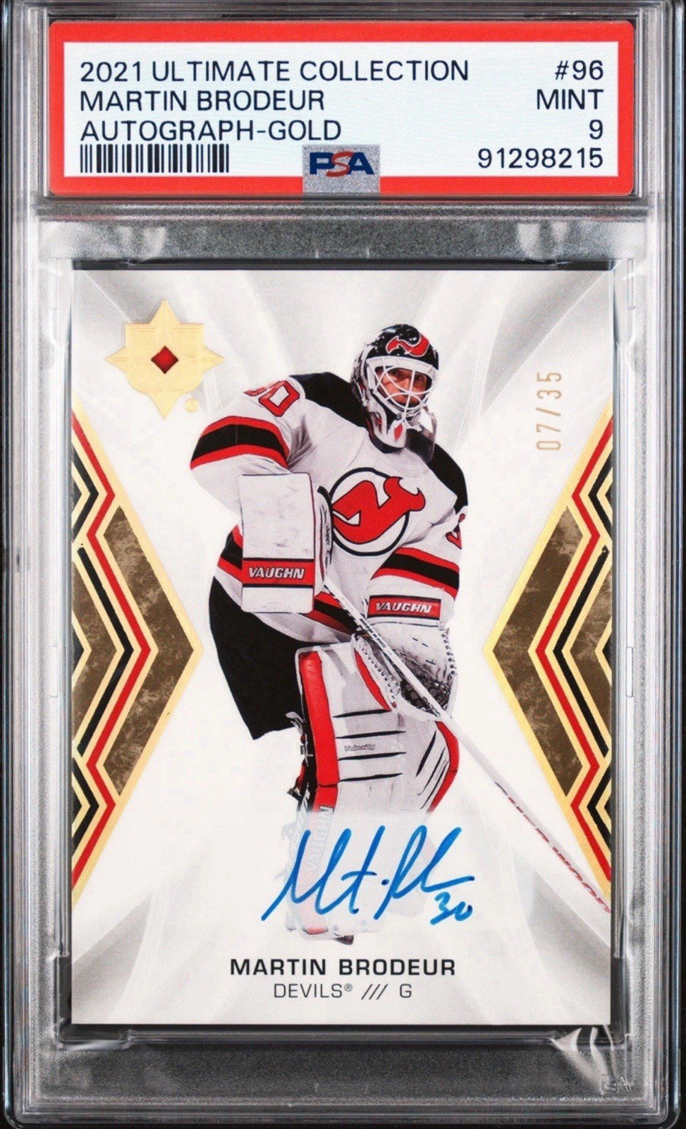 ‼️2021 ULTIMATE COLLECTION MARTIN BRODEUR AUTOGRAPH-GOLD PSA 9! SHIPS SAME DAY💨