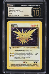 ⚠️ Zapdos 15/62 Pokemon Fossil Holo 1st Ed~ PRISTINE 10 GOLD LABEL TOP POP 11!💨