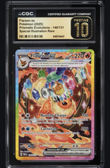 ⚠️ Flareon ex #146 Pokemon Prismatic Evolutions~PRISTINE 10 GOLD LABEL LOW POP💨