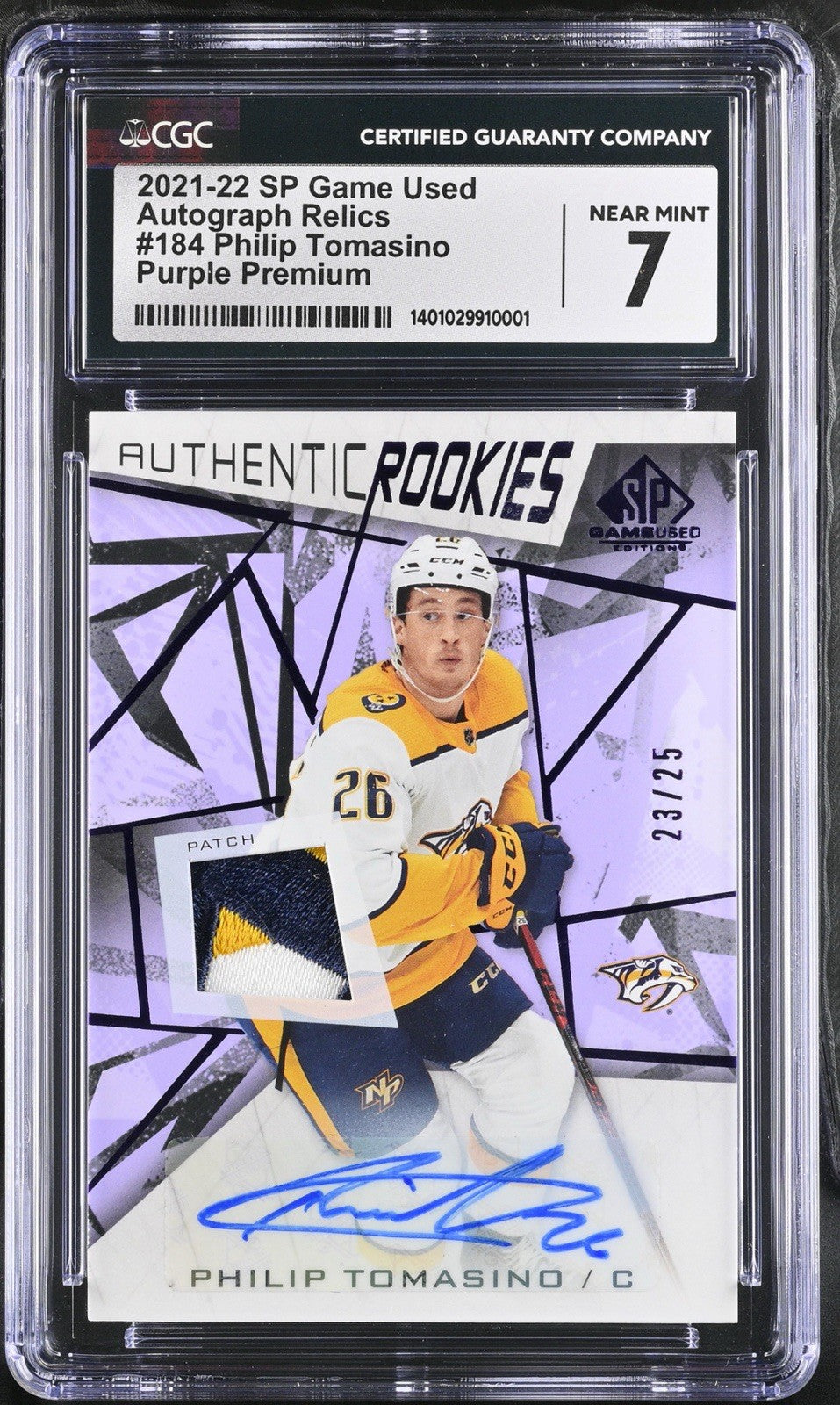 ‼️2021 SP Game Used Relics #184 Philip Tomasino Purple CGC 7~AUTO 10~POP 1💨