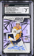 ‼️2021 SP Game Used Relics #184 Philip Tomasino Purple CGC 7~AUTO 10~POP 1💨