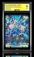 🚨 DBS Fusion World Youth Son Goten/Trunks Alternate Art FB07-105 MBA GRADE 9!💨
