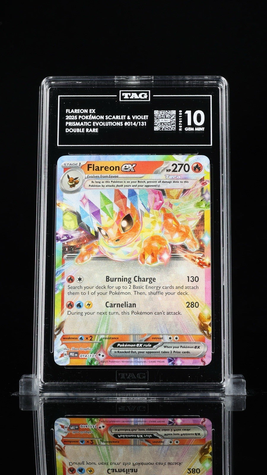 ‼️FLAREON EX - 2025 POKÉMON PRISMATIC EVOLUTIONS #014/131~ TAG GRADE 10!💨
